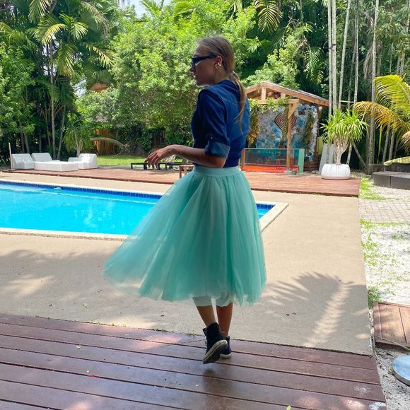 Midi Mint Tulle Tutu Skirt - Picture 9 of 14